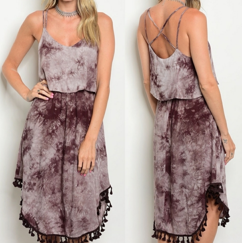 🌵Tie-Dye Sleeveless Dress with Tassels